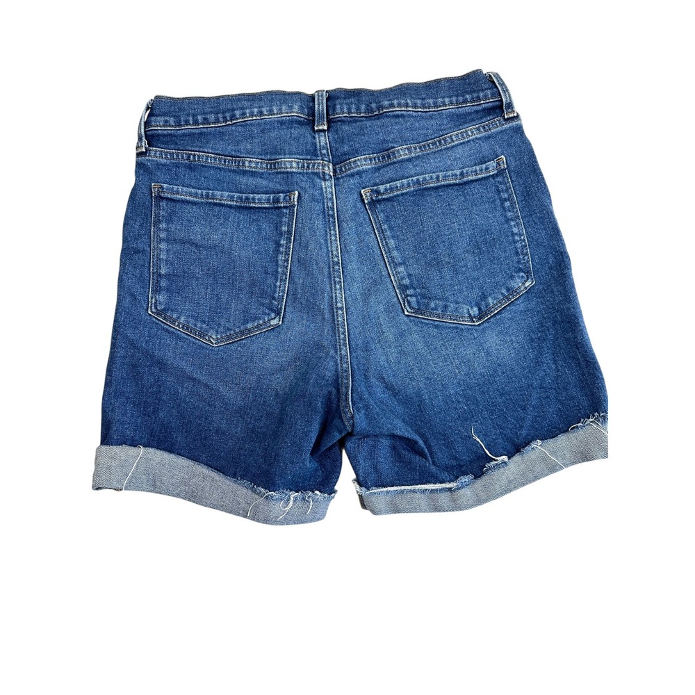 Old Navy Womens High Waisted Denim Shorts Medium Wash Raw Hem Cuffed Size 12 - Picture 2 of 13